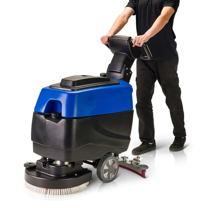 Prolux-C460S-18-inch-cordless-commercial-walk-behind-floor-cleaner-scrubber-buffer-in-use-front-view