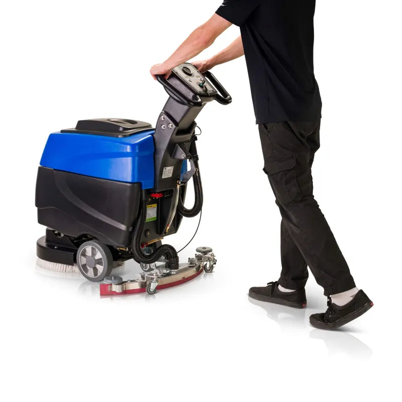 Prolux-C460S-18-inch-cordless-commercial-walk-behind-floor-cleaner-scrubber-buffer-in-use-side-view