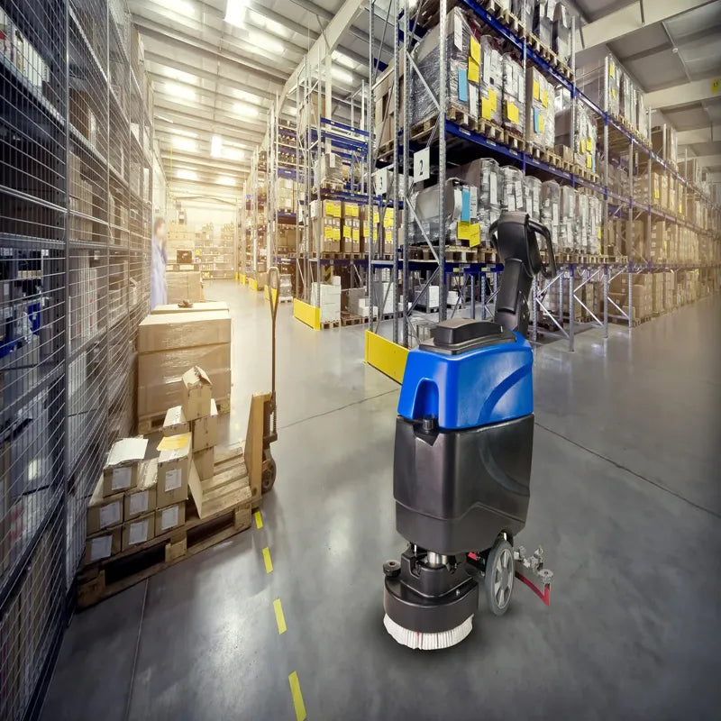 Prolux-C460S-18-inch-cordless-commercial-walk-behind-floor-cleaner-scrubber-buffer-warehouse-setting