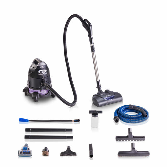 Vacuum cleaner set with attachments on a white background