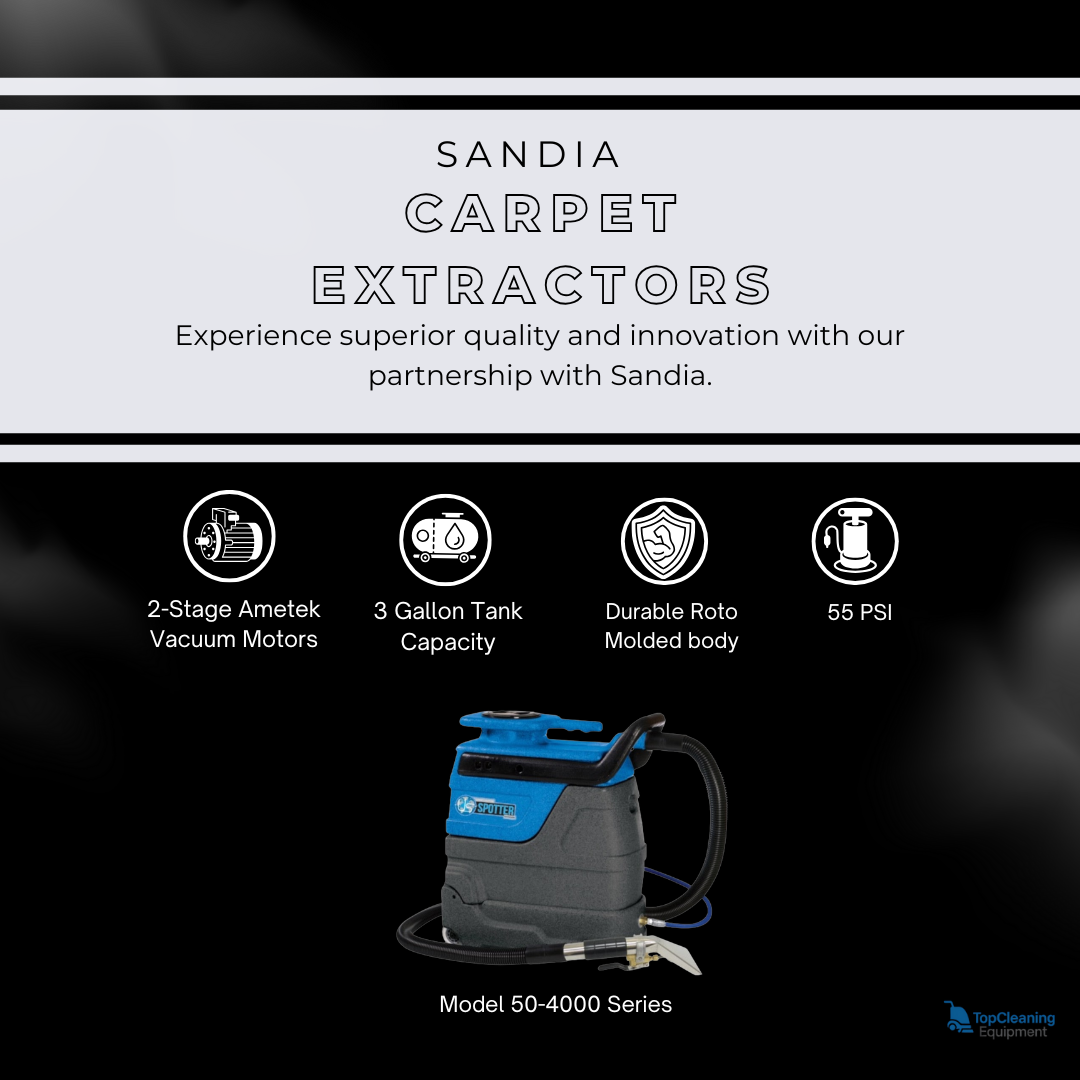 Sandia 50-4000 3-Gallon Heated Spot Extractor Kit with - 55 PSI Pump and 4” Stainless Steel Upholstery Tool carpet extractors