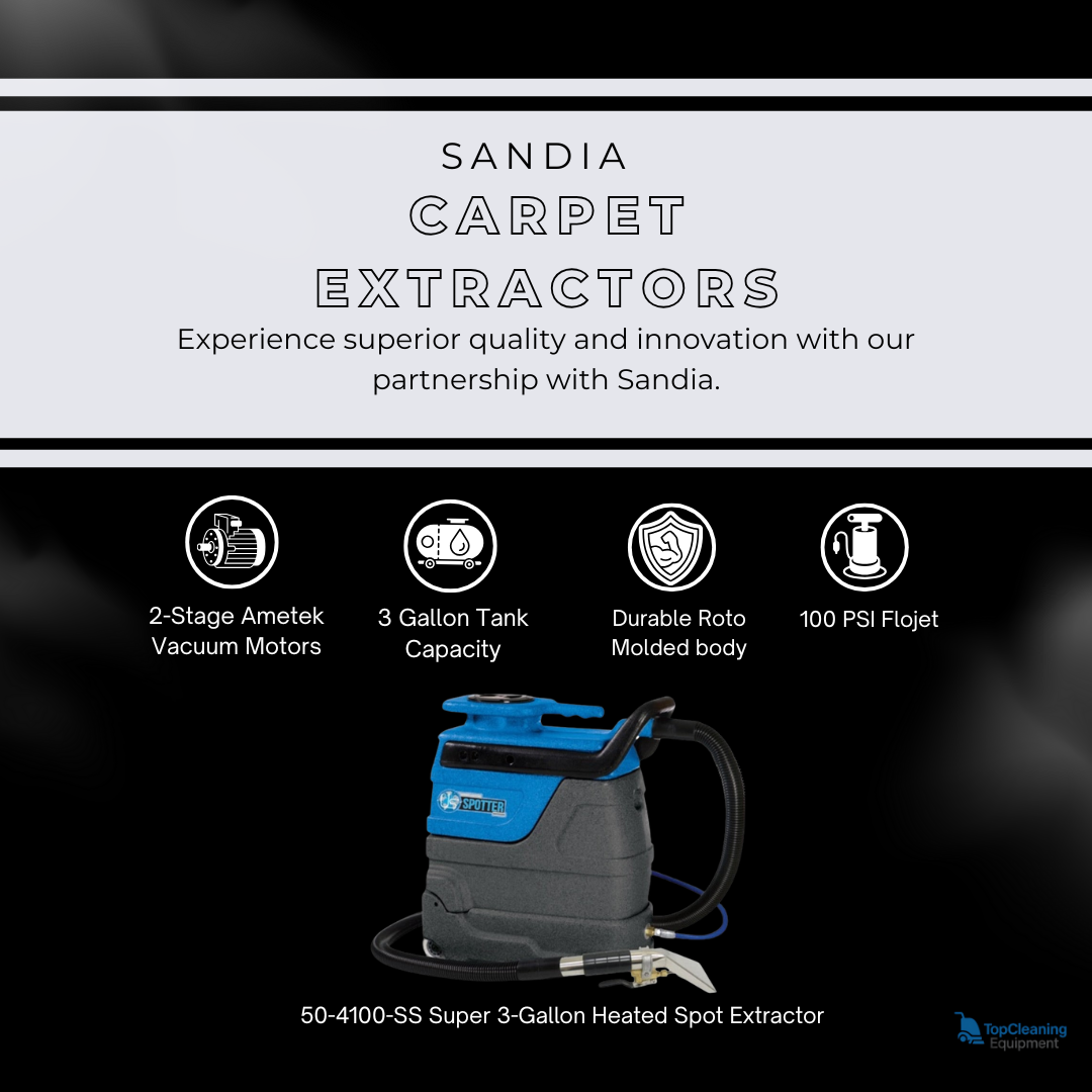 Sandia 50-4100-SS Super 3-Gallon Heated Spot Extractor Kit with 4” Stainless Steel Upholstery Tool sandia carpet extractors