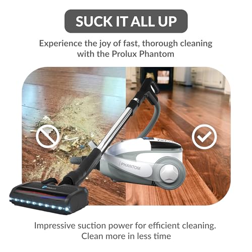 Prolux Phantom Bagged Canister Deep Cleaning PET Vacuum with Powerhead for Home