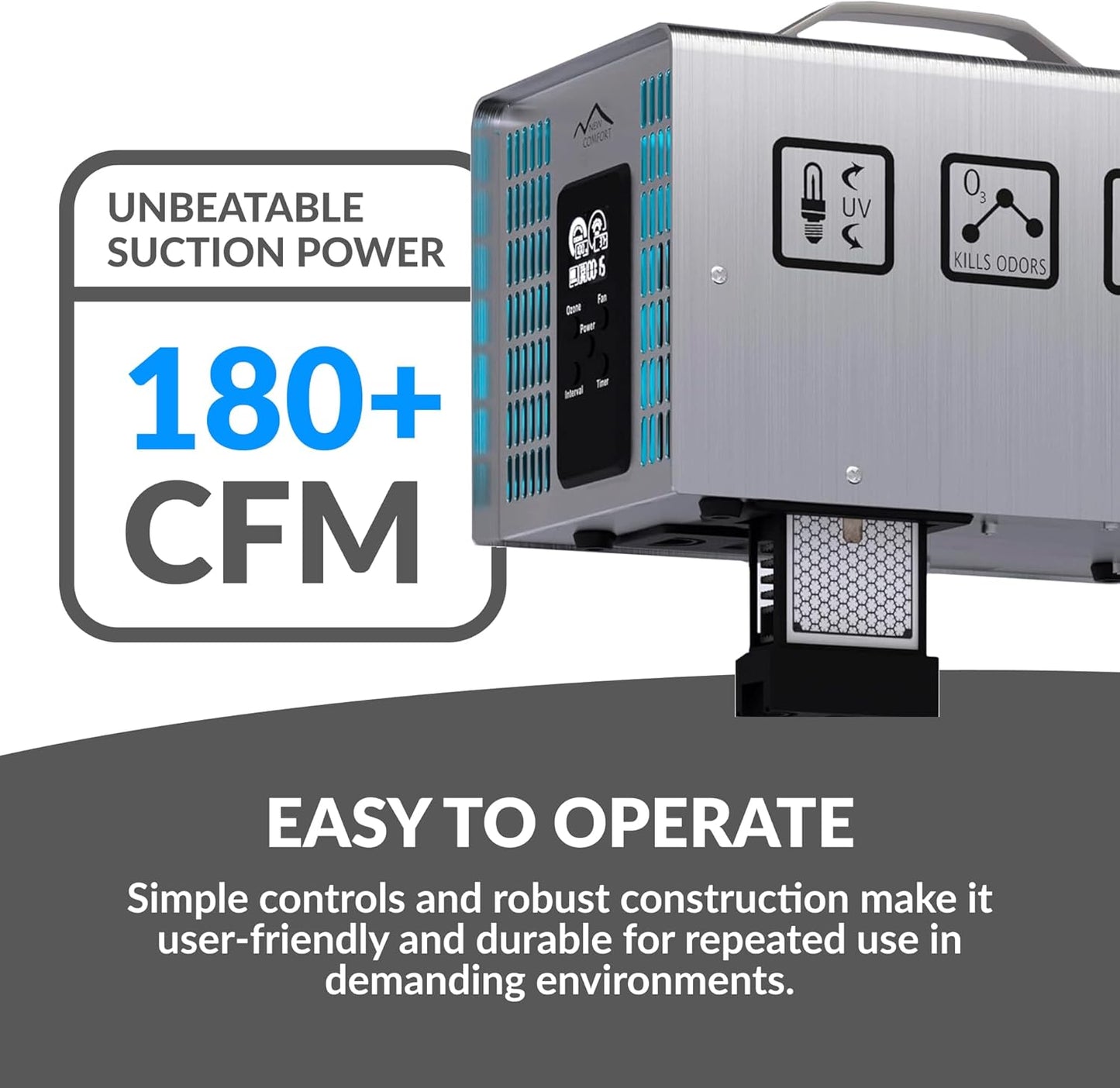New Comfort PLCOZ12K Stainless Steel 6,000 to 14,000 mg/hr Commercial Ozone Generator and Air Purifier