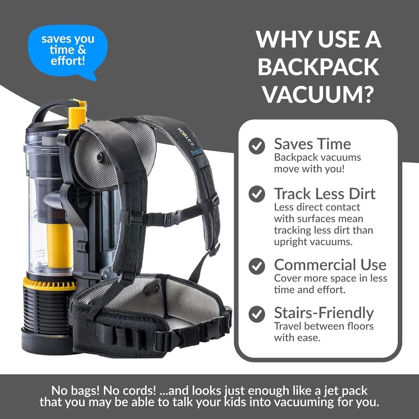 Prolux 2.0 Commercial Bagless Upright Backpack Vacuum Commercial Power Nozzle Kit
