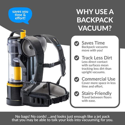 Prolux 2.0 Commercial Bagless Upright Backpack Vacuum Commercial Power Nozzle Kit