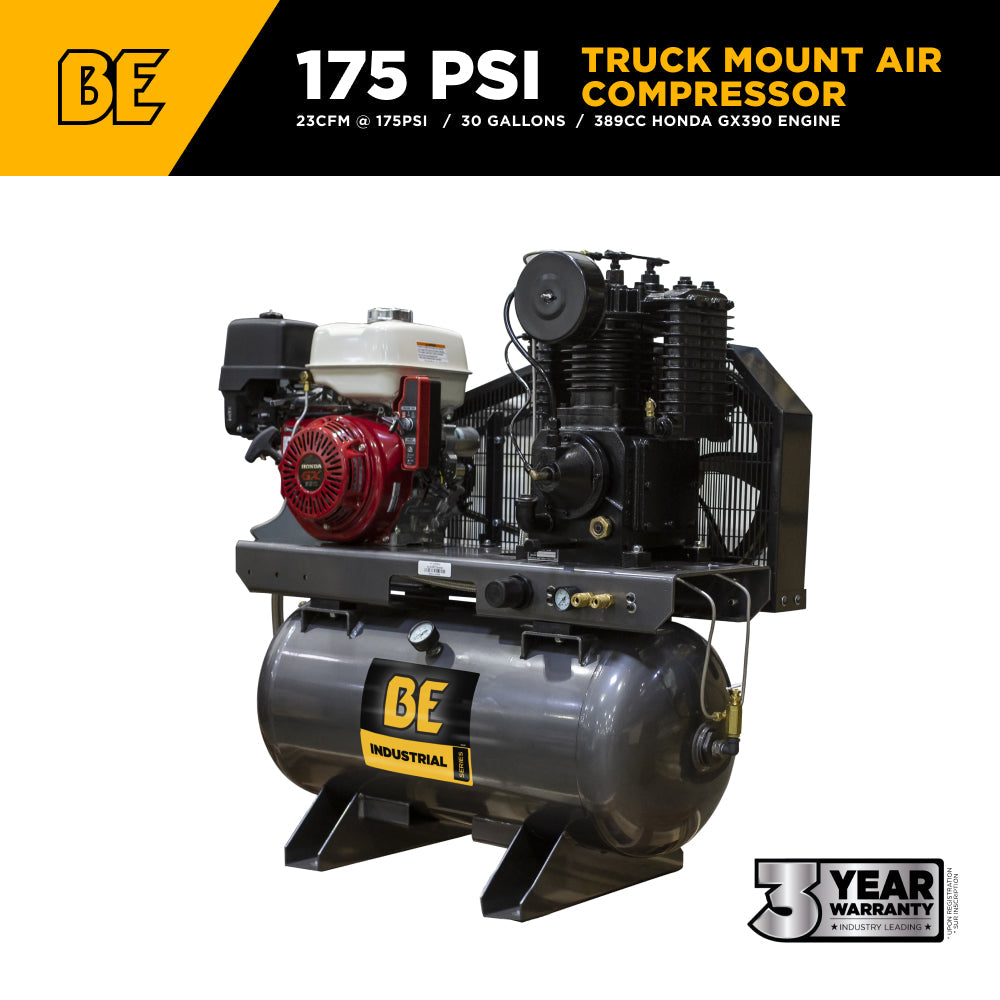 BE Power Equipment 23 CFM @ 175 PSI Gas Air Compressor with Honda GX390 Engine AC1330HEB2