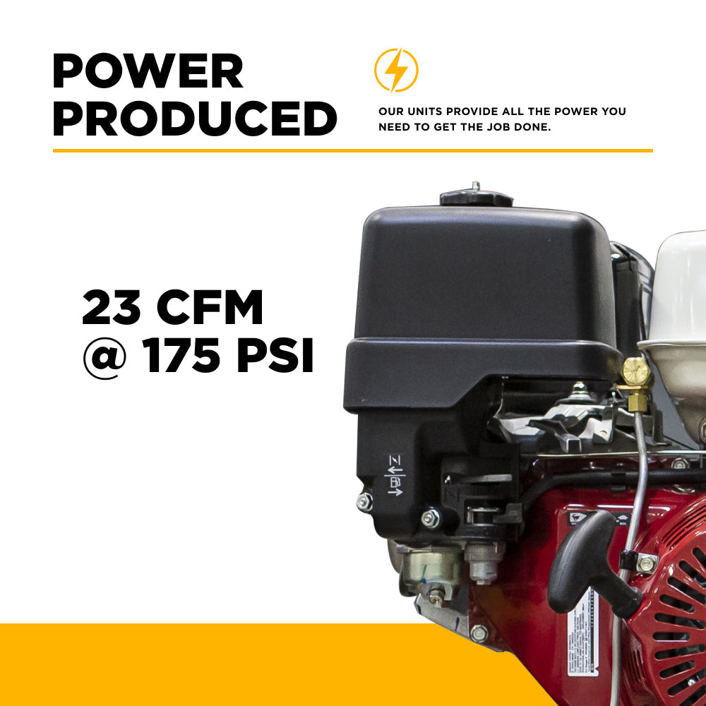 BE Power Equipment 23 CFM @ 175 PSI Gas Air Compressor with Honda GX390 Engine AC1330HEB2