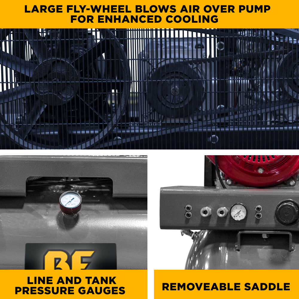 BE Power Equipment 23 CFM @ 175 PSI Gas Air Compressor with Honda GX390 Engine AC1330HEB2