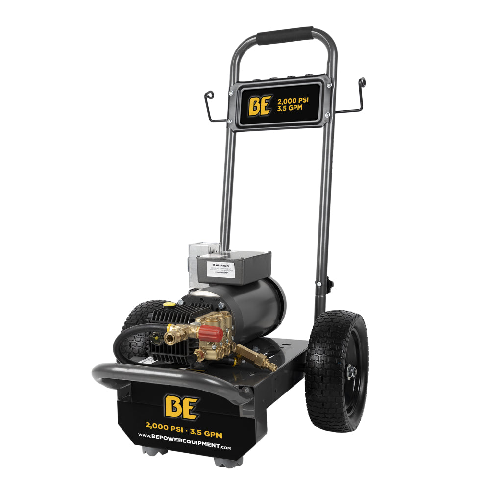 BE Power Equipment 2,000 PSI 3.5 GPM 5.0 HP Electric Pressure Washer with Baldor Motor and General Triplex Pump - B205EG