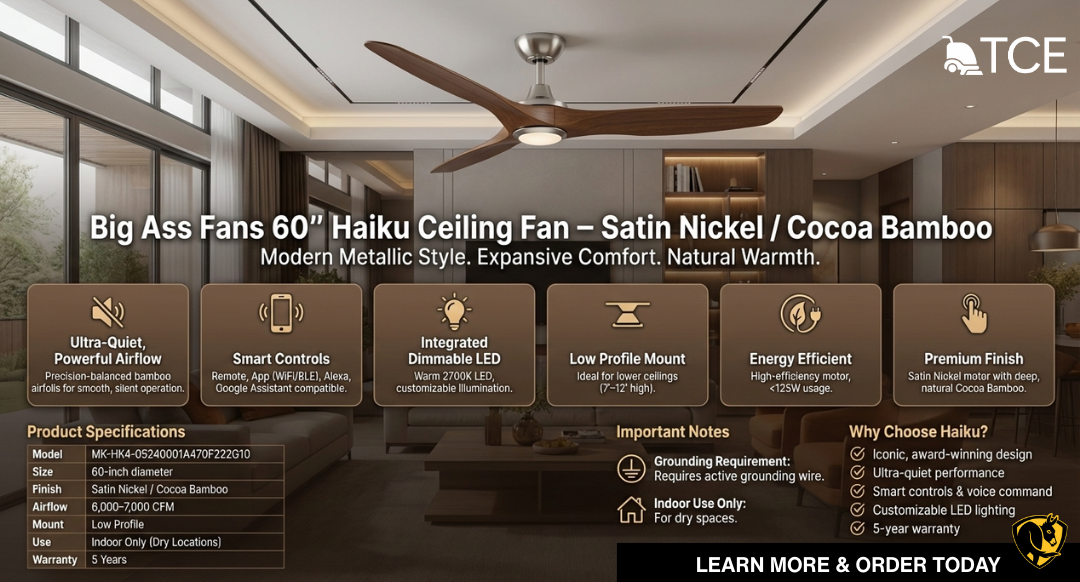 Big Ass Fans 60" Haiku Ceiling Fan infographic