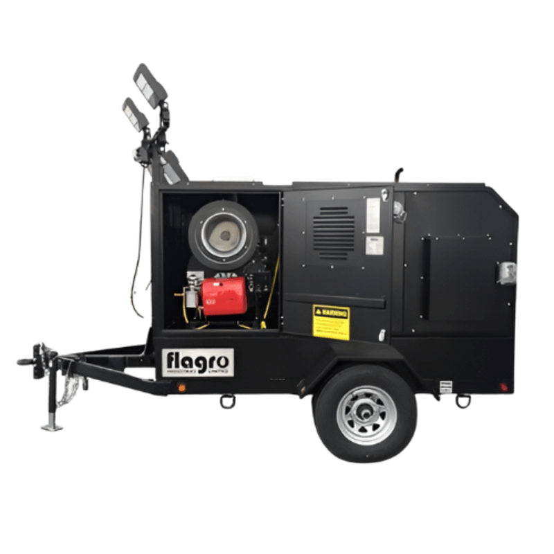Flagro FVO-400LTRC 390,000 BTU Indirect Fired Heater Trailer, 3-in-1, Heat, Generator, and Lights