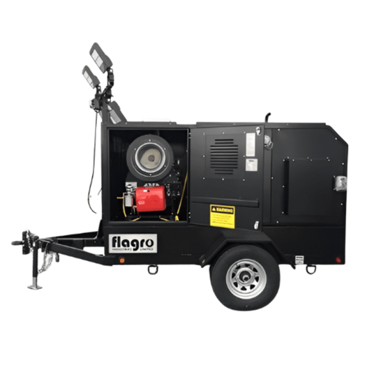 Flagro FVO-400LTRC 390,000 BTU Indirect Fired Heater Trailer, 3-in-1, Heat, Generator, and Lights