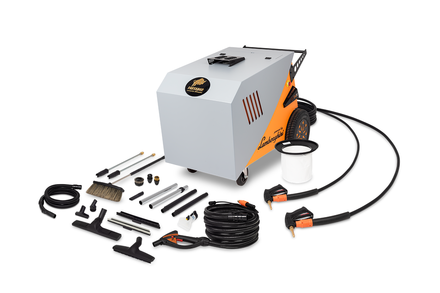 Fortador Pro Max Close-up of a tire pressure monitoring system (TPMS) device with hoses and connectors on a white background with attachments
