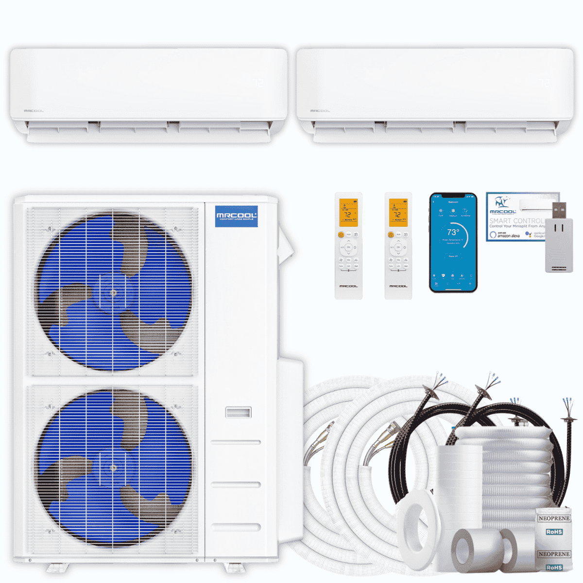 MRCOOL DIY 5th Gen 2-Zone 42,000 BTU Ductless Mini Split Air Conditioner & Heat Pump with Pre-Charged Line Sets (6K+36K), DIYM248HP