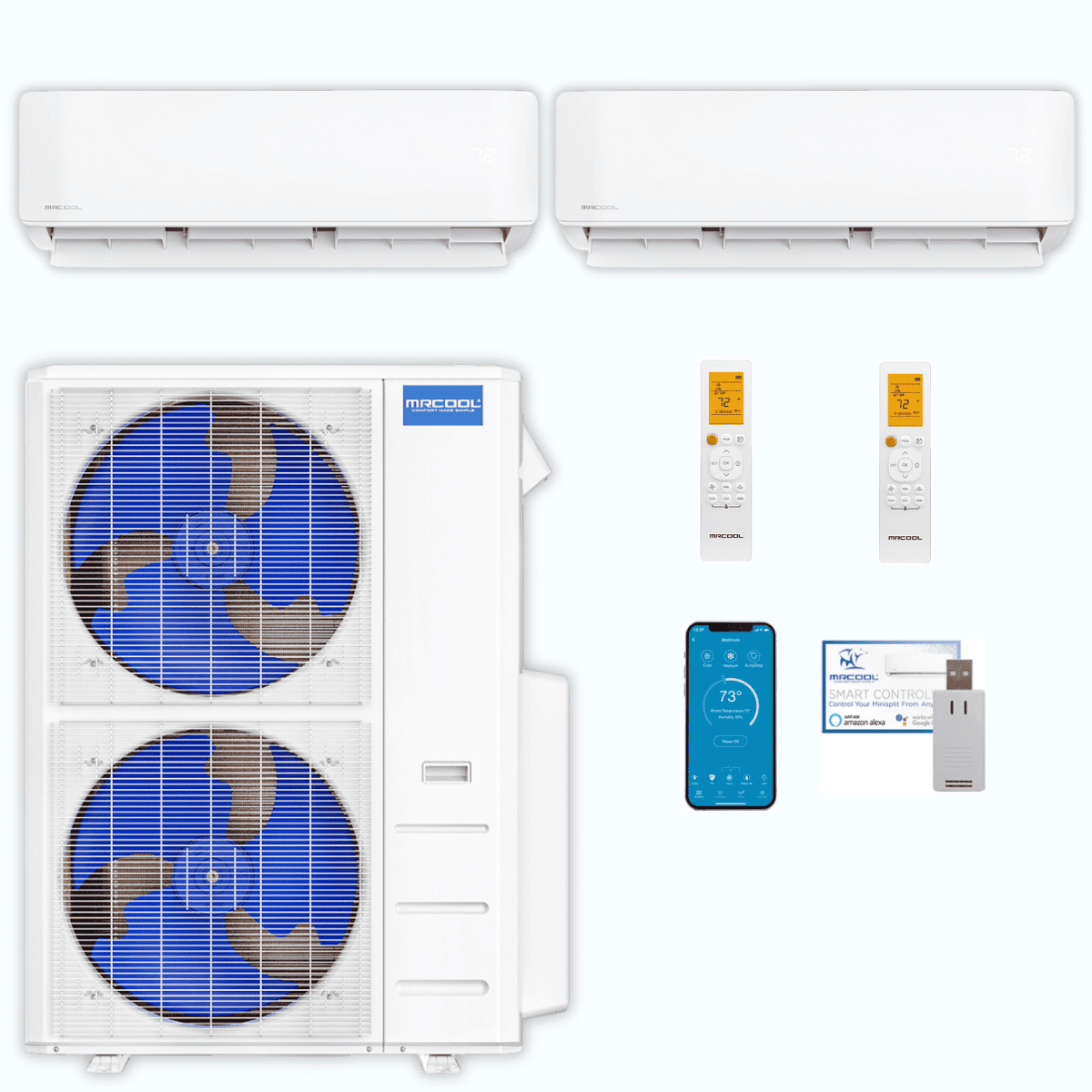 MRCOOL DIY 5th Gen 2-Zone 42,000 BTU Ductless Mini Split Air Conditioner & Heat Pump (18K+24K), DIY2-B-48HP1824