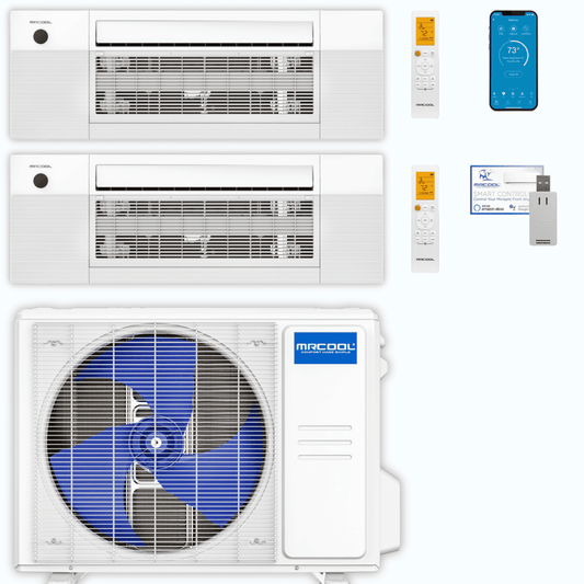 MRCOOL DIY 5th Gen 2-Zone 27,000 BTU Ceiling Cassette Ductless Mini Split Air Conditioner & Heat Pump (9K+18K), DIY2-BC-36HP