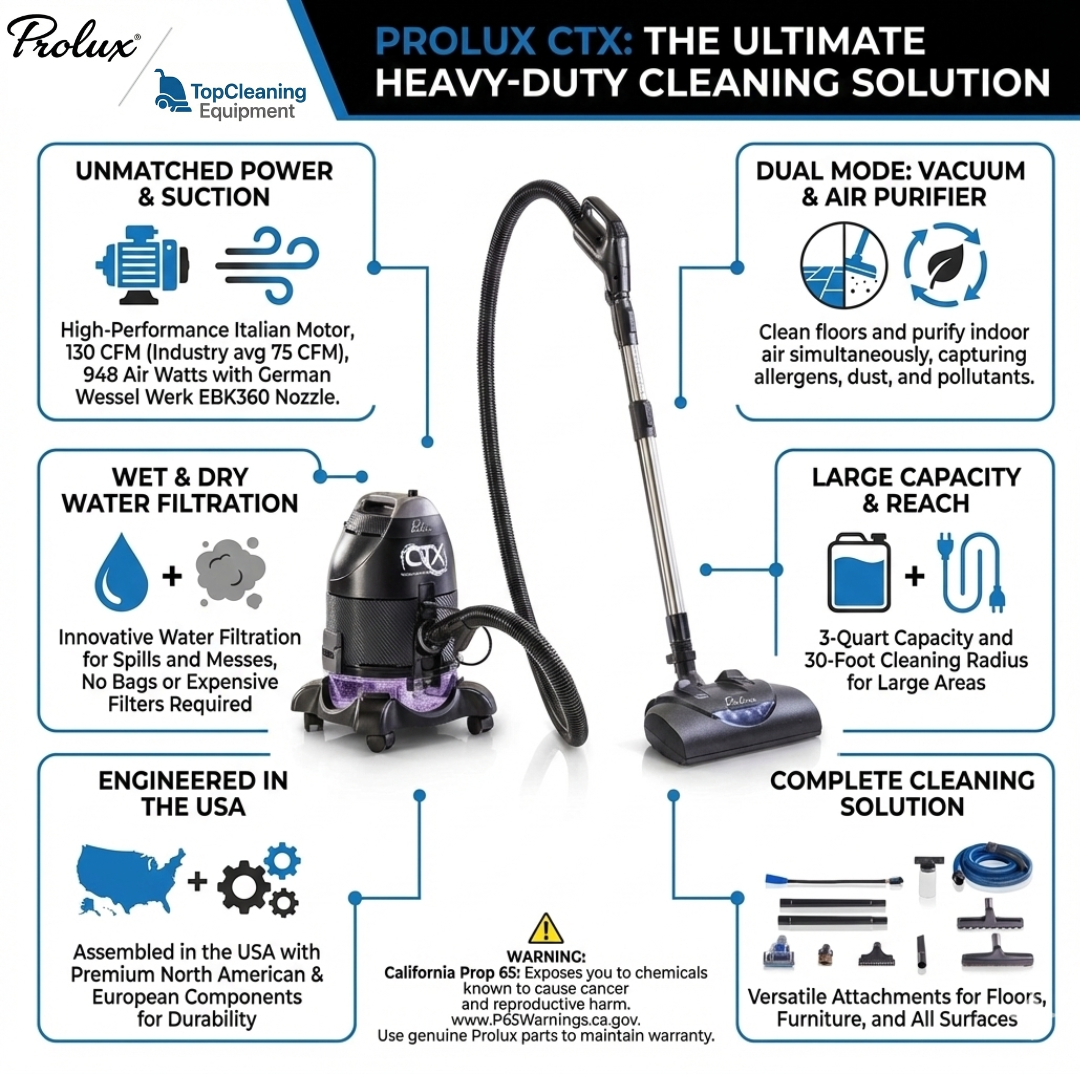 Prolux CTX PRO Water Filtration Bagless Canister Vacuum Cleaner prolux x topcleaningequipment