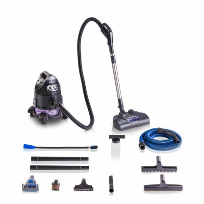 Vacuum cleaner set with attachments on a white background