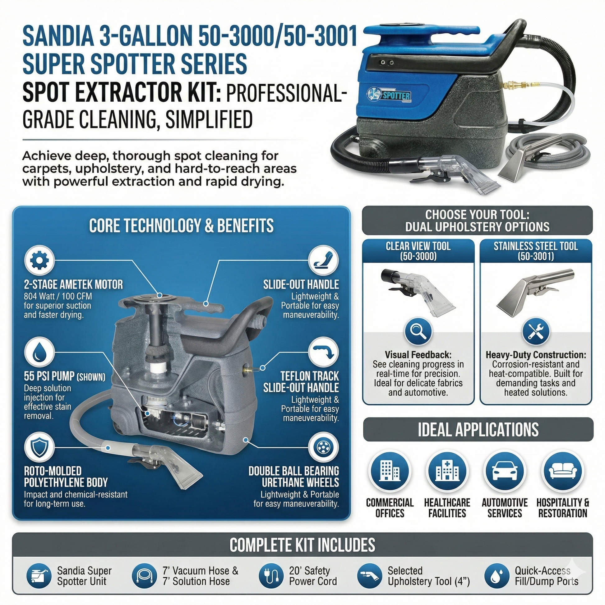 Sandia 3-Gallon 50-3000/50-3001 Super Spotter Series Spot Extractor Kit