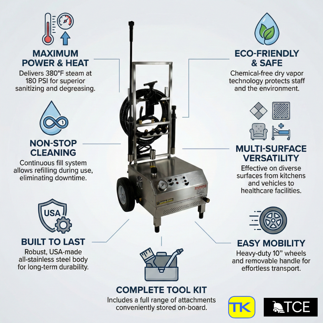 THERMA-STEEM Industrial Model 400 Vapor Steam Cleaner infographic