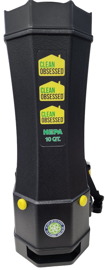 Clean Obsessed CO10 Commercial Backpack Vacuum – 10-Quart High-Capacity Power