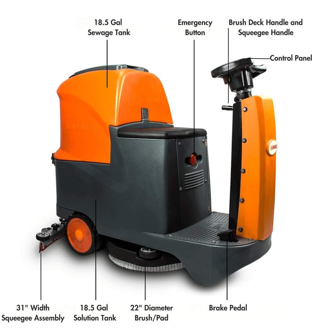 Ride-On Floor Scrubber RT70, 22" Brush for High Efficiency