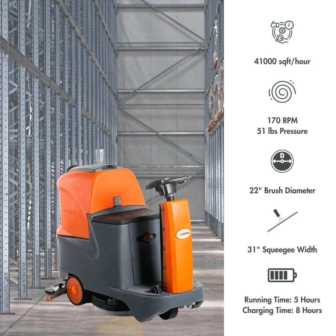 Ride-On Floor Scrubber RT70, 22" Brush for High Efficiency