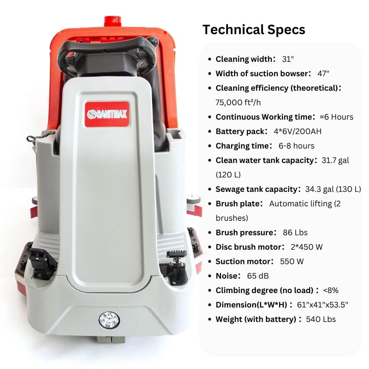 Ride-On Floor Scrubber SM860 | 34" Cleaning Machine