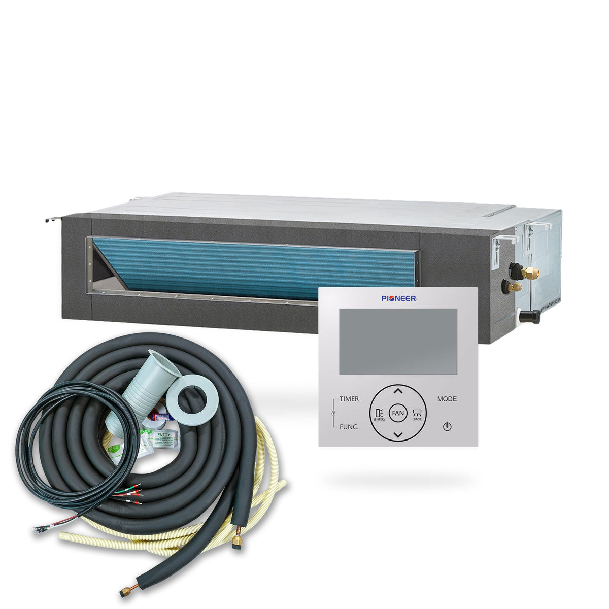 Pioneer® Multi Zone 24,000 BTU Quantum Ultra Ceiling Concealed Indoor Section Ductable Mini-Split Wi-Fi Inverter++ Air Conditioner Heat Pump 230V